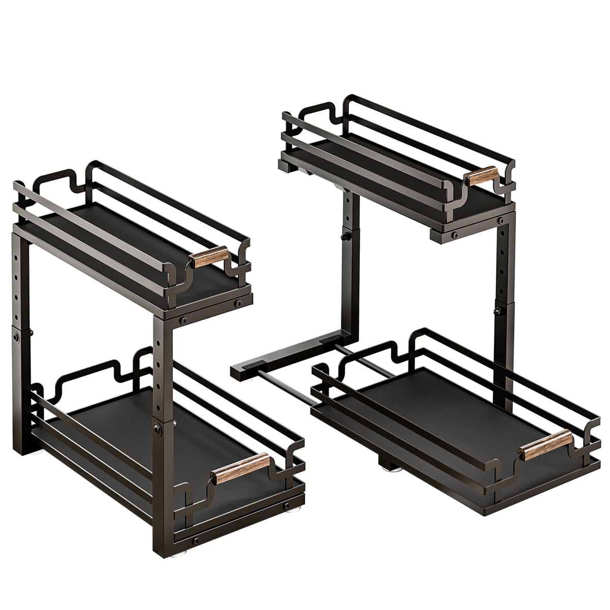 BXINREDA Under Sink Organizers and Storage 2 Tier Slide Out Under Sink Organizers And Storage Under Sink Storage for Bathroom Kitchen (2 Pack)