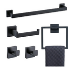 5-Piece Black Stainless Steel Bathroom Accessory Set