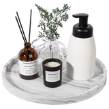 Silicone Bathroom Tray Round Vanity Tray Decorative Soap Holder Kitchen Countertop Organizer Coffee Table Decor for Candle Perfume Plant 11 Inch Marble Grey
