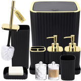 XLHOMO Bathroom Accessories Set - Gorgeous Bathroom Set 10PC Bathroom Accessory Set Toilet Brush Trash Can Qtip Holder Dispenser & Soap Dispenser